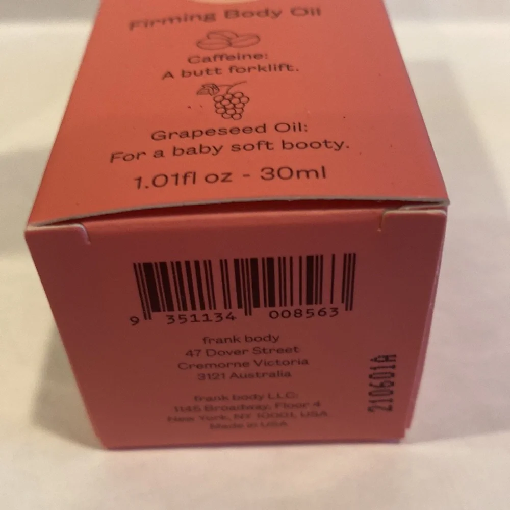 FRANK BODY Booty Drops Firming Body Oil 1.0 oz $18 CLEAN BEAUTY NIB